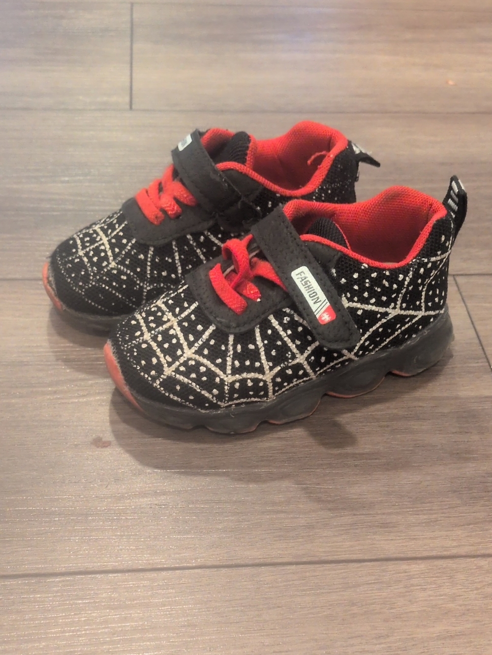 Kids Black & Red Spiderweb Sneakers 8